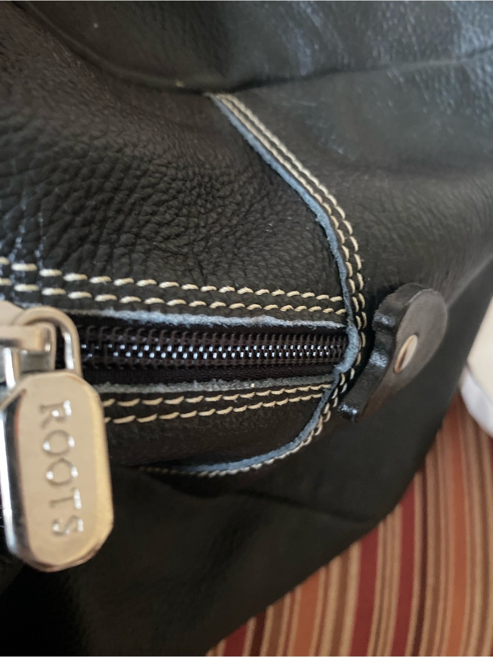 Roots vintage Black Leather Weekend Duffel Bag pebble leather - Picture 16 of 16